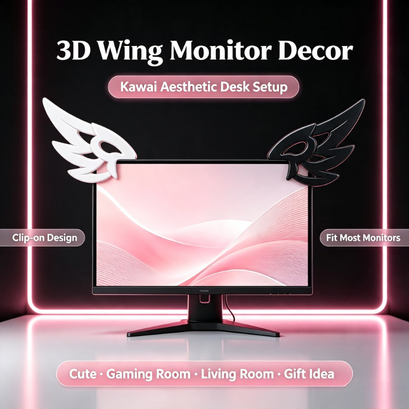 Desk Setup Gifts - Bilgisayar Monitörü için Kawaii 3D Kanat