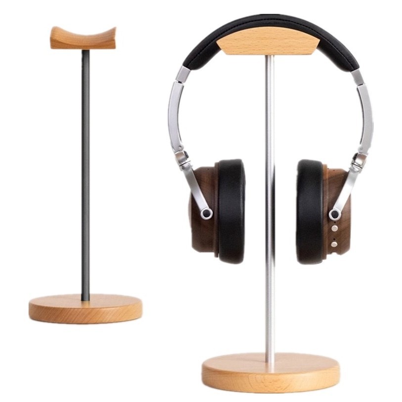 Gaming Setup Desk - Siyah Ceviz Ağacı ve Alüminyum Kulaklık