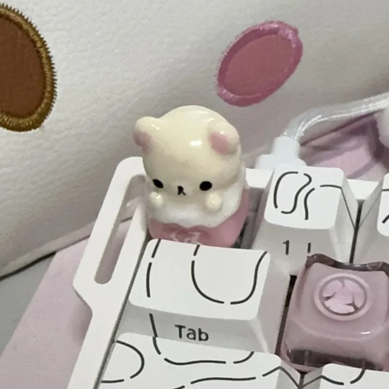 Desk Setup Anime - Kawaii Rilakkuma Keycaps Relax Bear Artisan