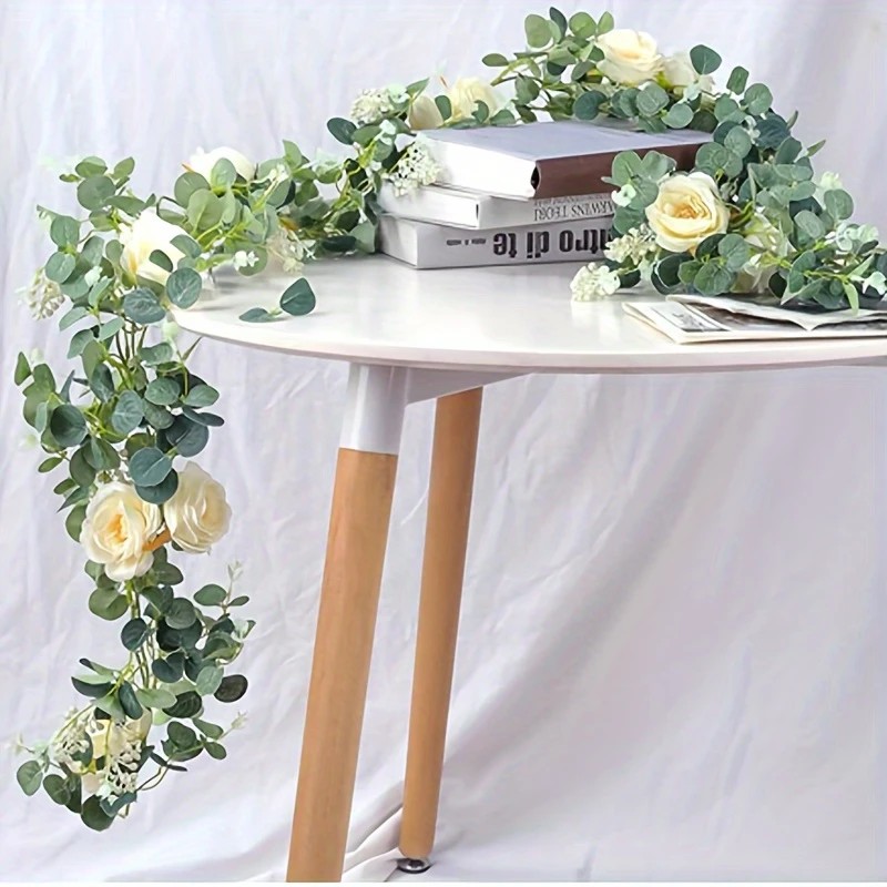70 inç Okaliptüs ve Gül Çelenk - Desk Setup Background incelemesi ve fiyatı